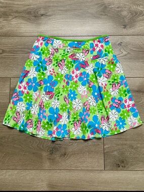 SparkleSkirts 17” High Rise Running Tennis Skirt Skort Floral Print Green Blue M